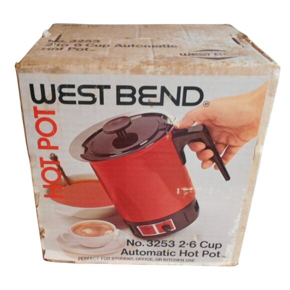 West Bend Hot Pot Heat n Server 3253 Red 2-6 Cups NOS New/Unused Vintage - Picture 1 of 12